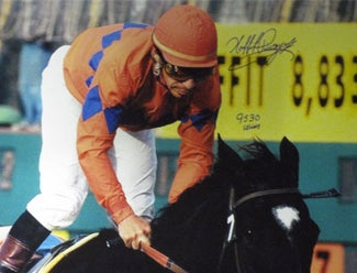 Laffit Pincay Autographed Horse Racing 16X20 Photo 9530 Career Wins- MAB HOLO (HOF/Belmont/KY Derby)-Powers Sports Memorabilia