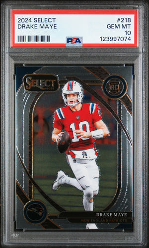 Drake Maye 2024 Select Rookie Football Card #218 Graded PSA 10 Cert #123997074-Powers Sports Memorabilia