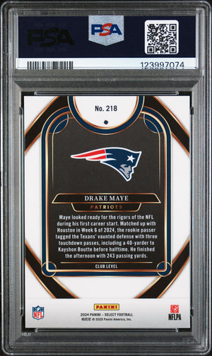 Drake Maye 2024 Select Rookie Football Card #218 Graded PSA 10 Cert #123997074-Powers Sports Memorabilia