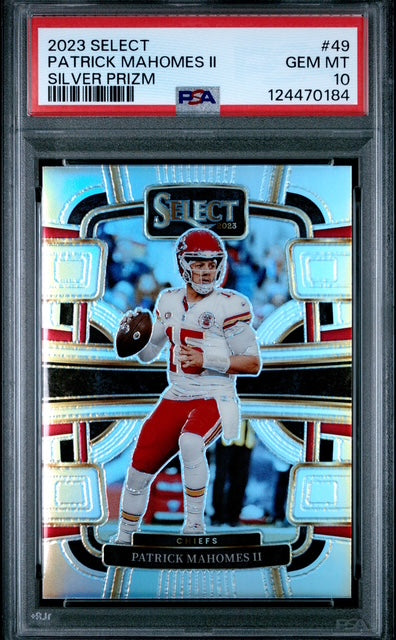 Patrick Mahomes II 2023 Panini Select Silver Prizm Kansas City Chiefs Football Card #49 Graded PSA 10 Cert #124470184-Powers Sports Memorabilia