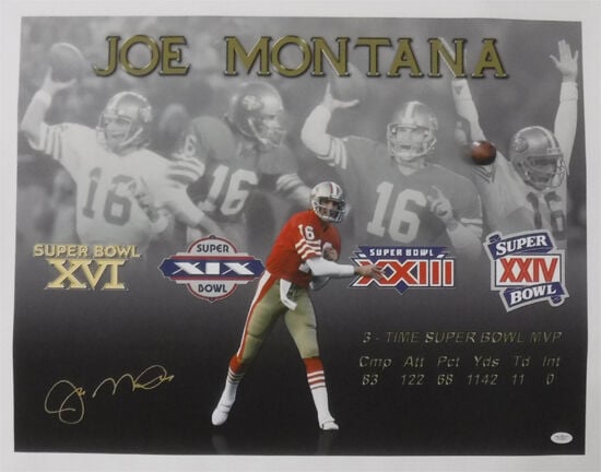 Joe Montana San Francisco 49ers Signed 30x24 Canvas – JSA Authenticated-Powers Sports Memorabilia