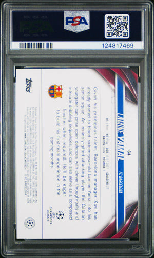 Lamine Yamal 2023-24 Topps UEFA Club RC Rookie Card 64 PSA 9