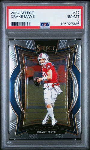Drake Maye 2024 Select Football Rookie Card #27 Graded PSA 8 Cert #125027336-Powers Sports Memorabilia