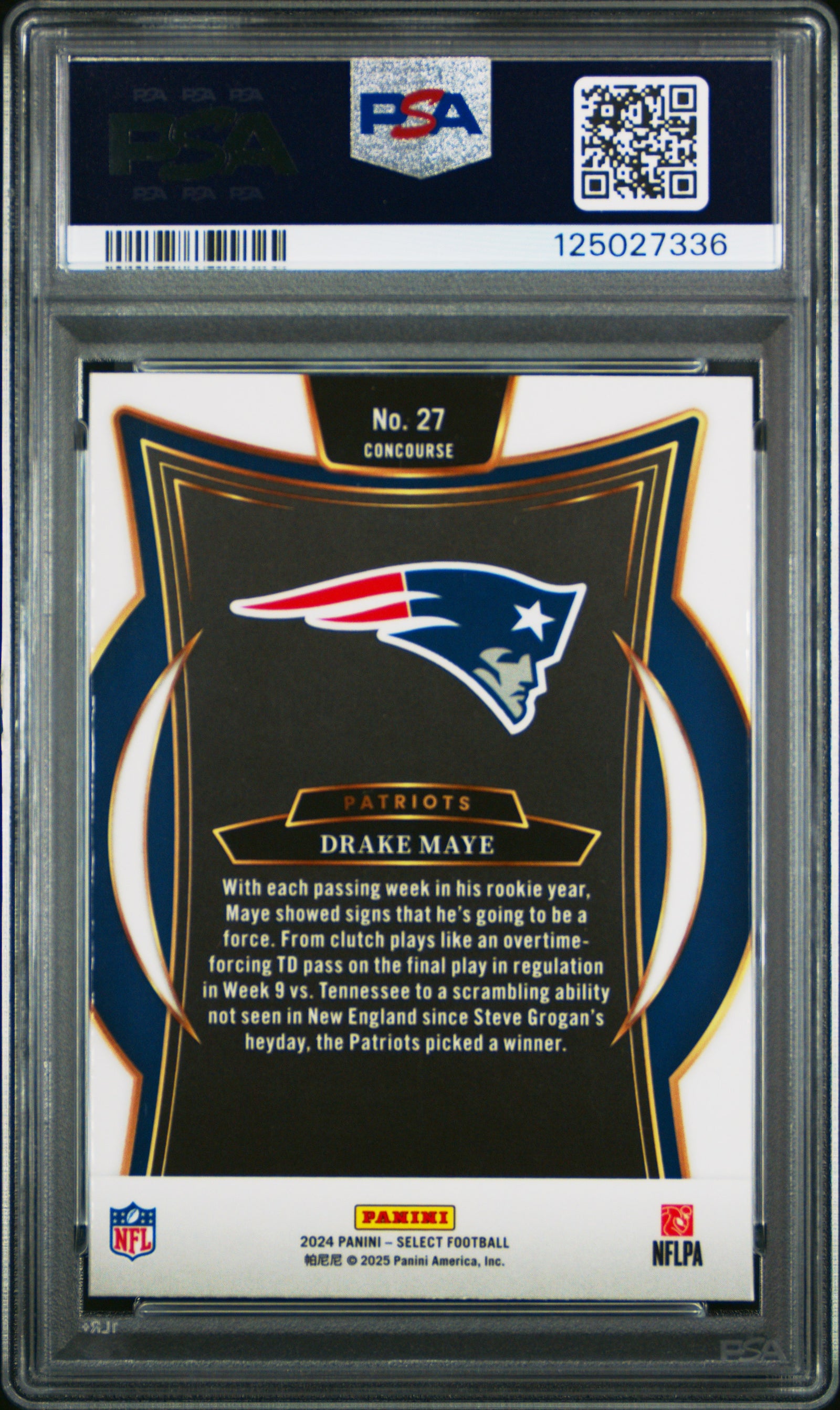 Drake Maye 2024 Select Football Rookie Card #27 Graded PSA 8 Cert #125027336-Powers Sports Memorabilia