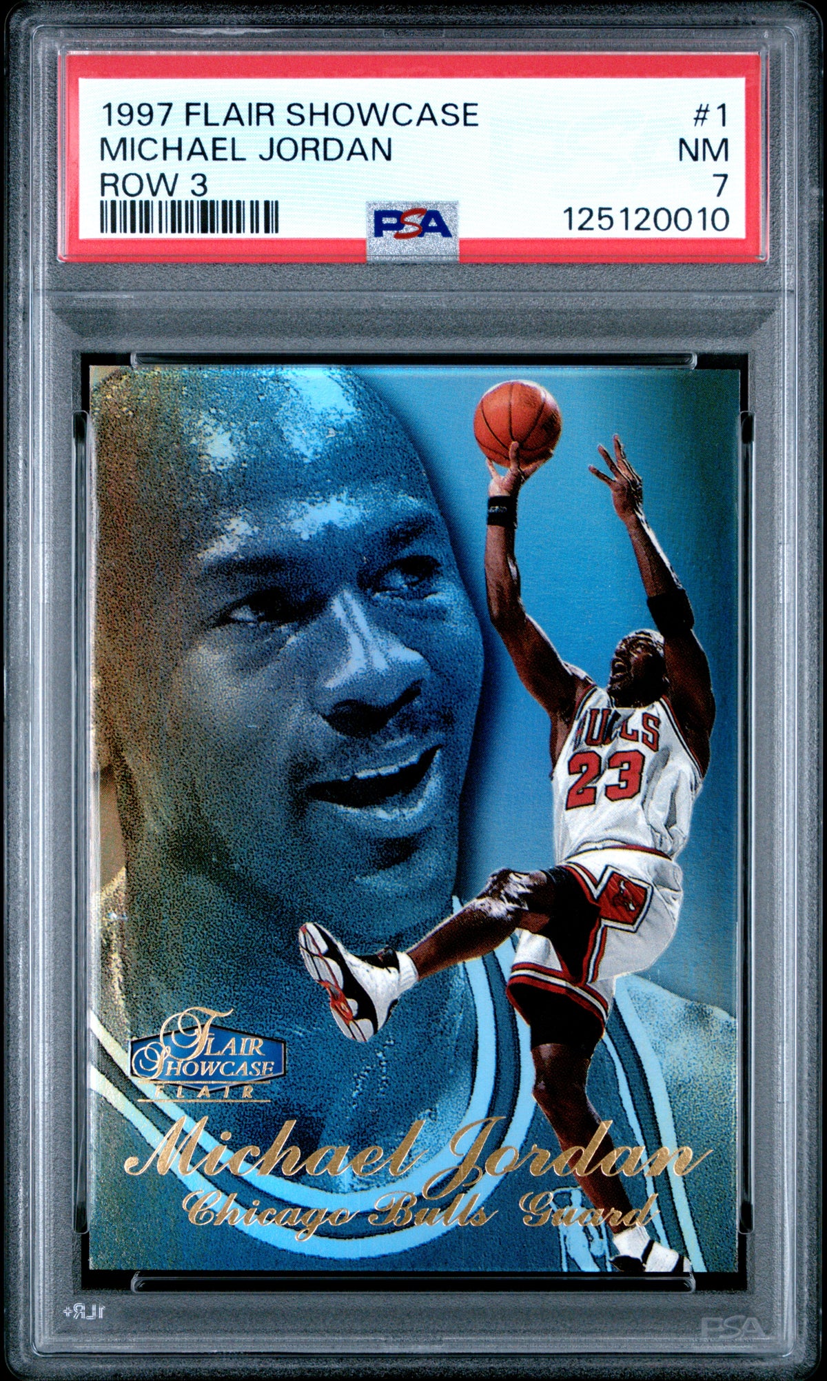Michael Jordan 1997 Flair Showcase Row 3 Chicago Bulls Basketball Card #1 Graded PSA 7 Cert #125120010-Powers Sports Memorabilia