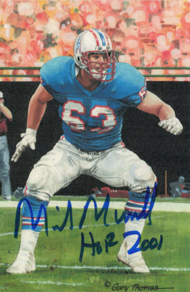 Mike Munchak Signed Houston Oilers Goal Line Art Card w/HOF 01-Powers Sports Memorabilia