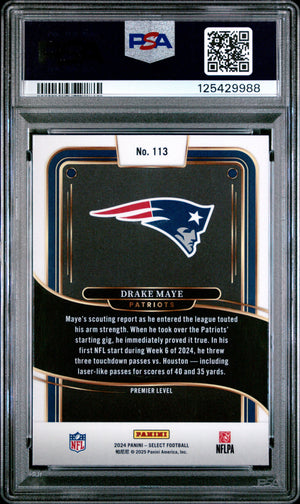 Drake Maye 2024 Select Football Rookie Card #113 Graded PSA 10 Cert #125429988-Powers Sports Memorabilia