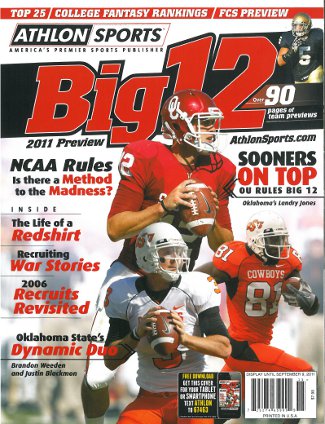 Brandon Weeden and Justin Blackmon unsigned Oklahoma State Cowboys 2011 College Football Big 12 Preview Magazine-Powers Sports Memorabilia