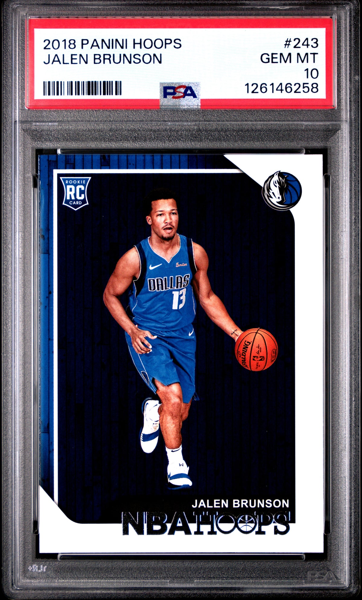 Jalen Brunson 2018 Panini Hoops Dallas Mavericks Basketball RC Rookie Card #243 Graded PSA 10 Cert #126146258-Powers Sports Memorabilia