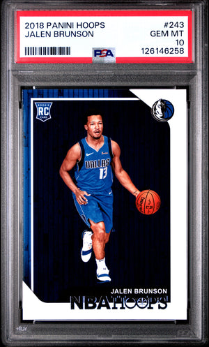 Jalen Brunson 2018 Panini Hoops Dallas Mavericks Basketball RC Rookie Card #243 Graded PSA 10 Cert #126146258-Powers Sports Memorabilia