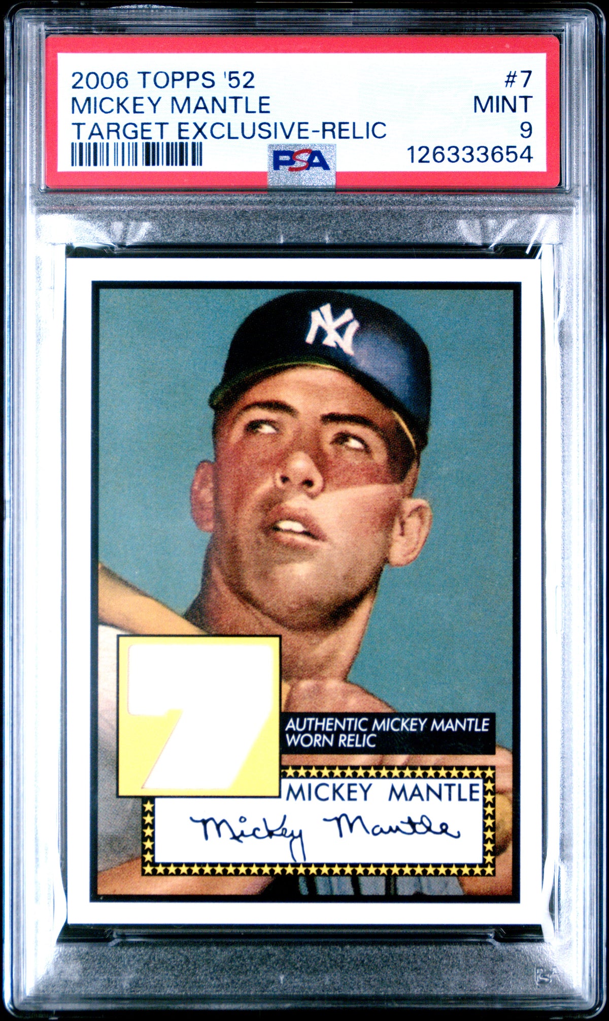 Mickey Mantle 2006 Topps Game Worn Relic Card #7 PSA 9-Powers Sports Memorabilia