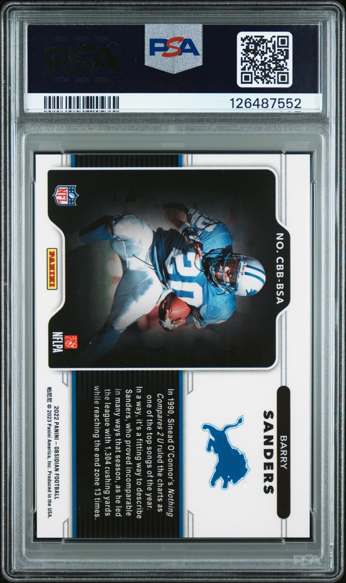 Barry Sanders 2022 Panini Obsidian Color Blast Black Detroit Lions Football Card #CBBBSA Graded PSA 9 Cert #126487552-Powers Sports Memorabilia