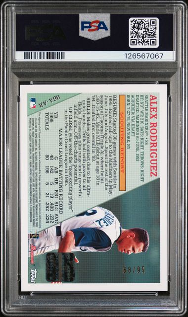 Alex Rodriguez 2005 Bowman Card #96AAR PSA 8 Auto 68/99-Powers Sports Memorabilia