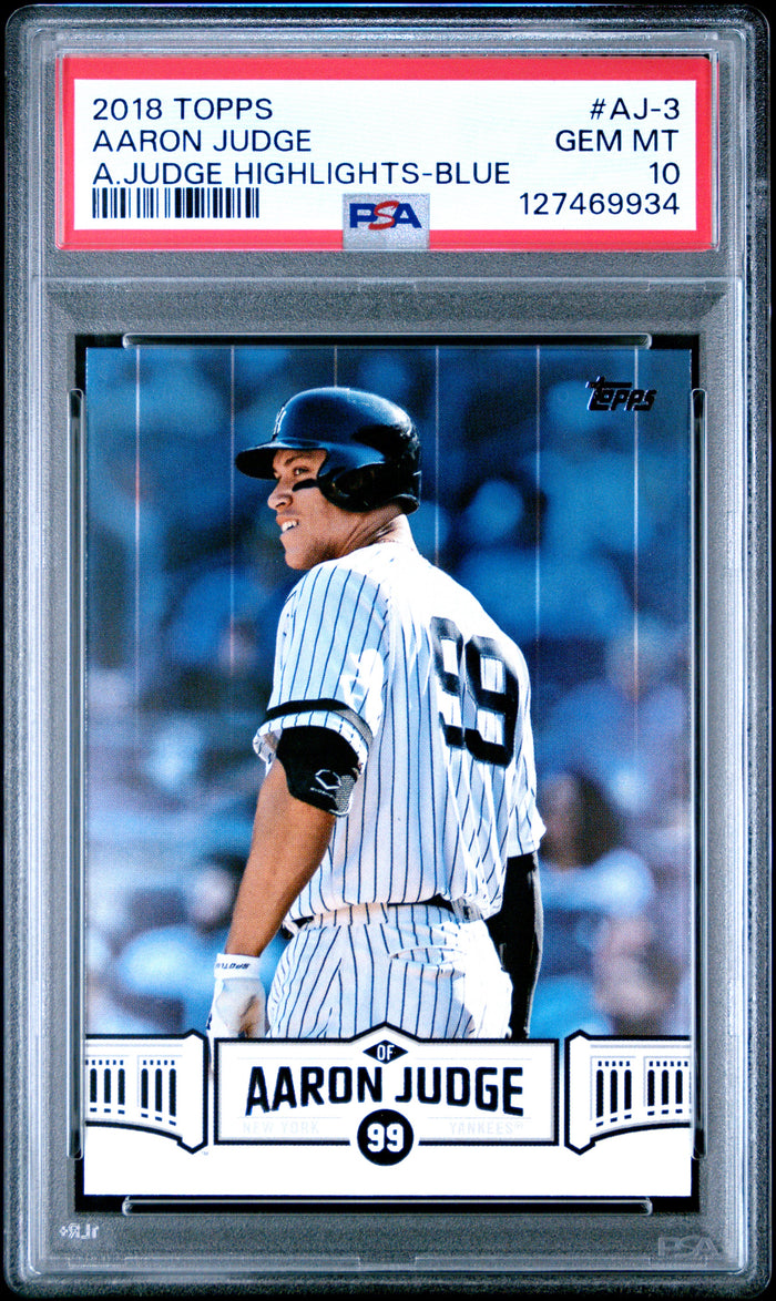Aaron Judge 2018 Topps Highlights Blue Card #AJ-3 PSA 10-Powers Sports Memorabilia