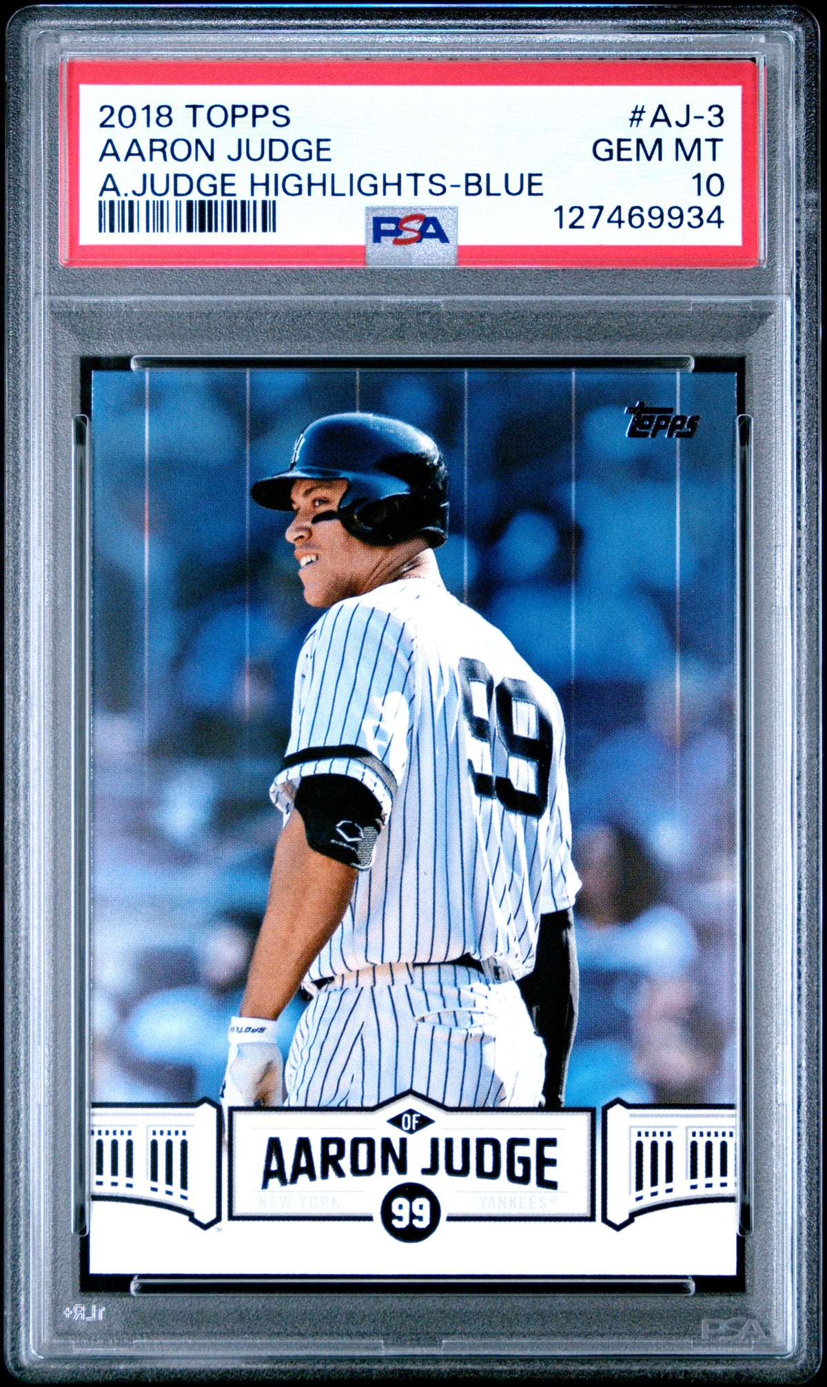 Aaron Judge 2018 Topps Highlights Blue Card #AJ-3 PSA 10
