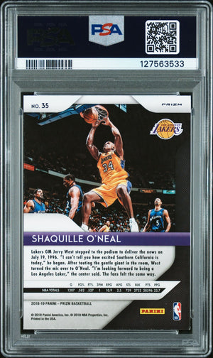 Shaquille O'Neal 2018 Panini Prizm Signed Basketball Card #35 Silver Prizm Graded PSA 8 Auto Auth Cert #127563533-Powers Sports Memorabilia