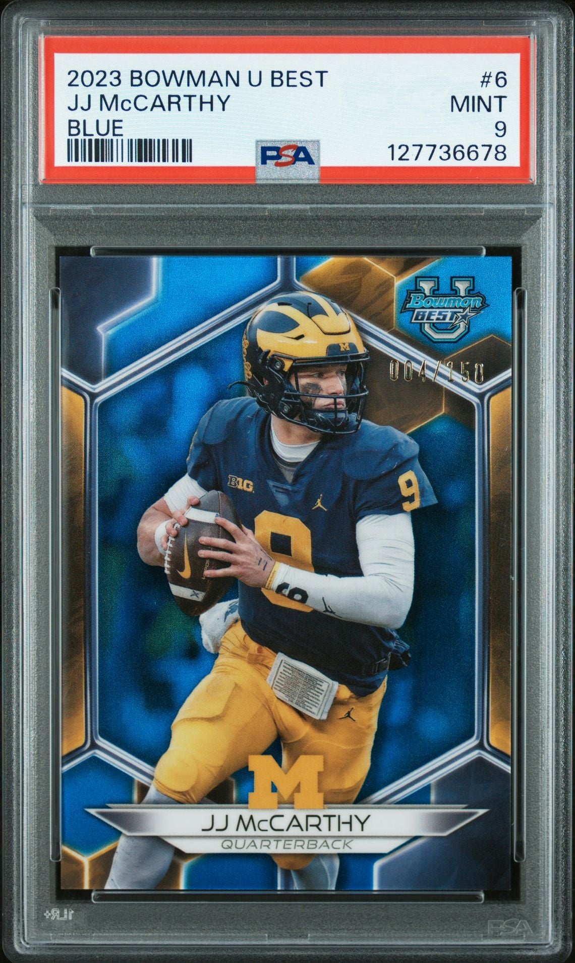 JJ McCarthy 2023 Bowman U Best Football Rookie Card #6 Graded Graded PSA 9 4/150 Cert # 127736678-Powers Sports Memorabilia