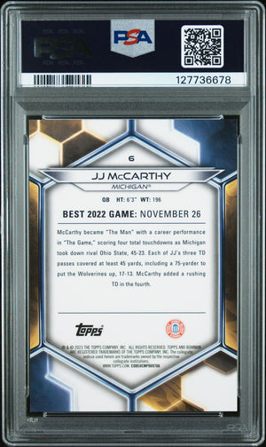 JJ McCarthy 2023 Bowman U Best Football Rookie Card #6 Graded Graded PSA 9 4/150 Cert # 127736678-Powers Sports Memorabilia