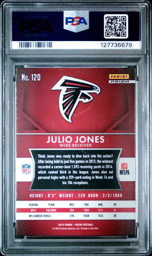 Julio Jones 2015 Panini Prizm Red Football Card #120 Graded PSA 10 Cert # 127736679-Powers Sports Memorabilia