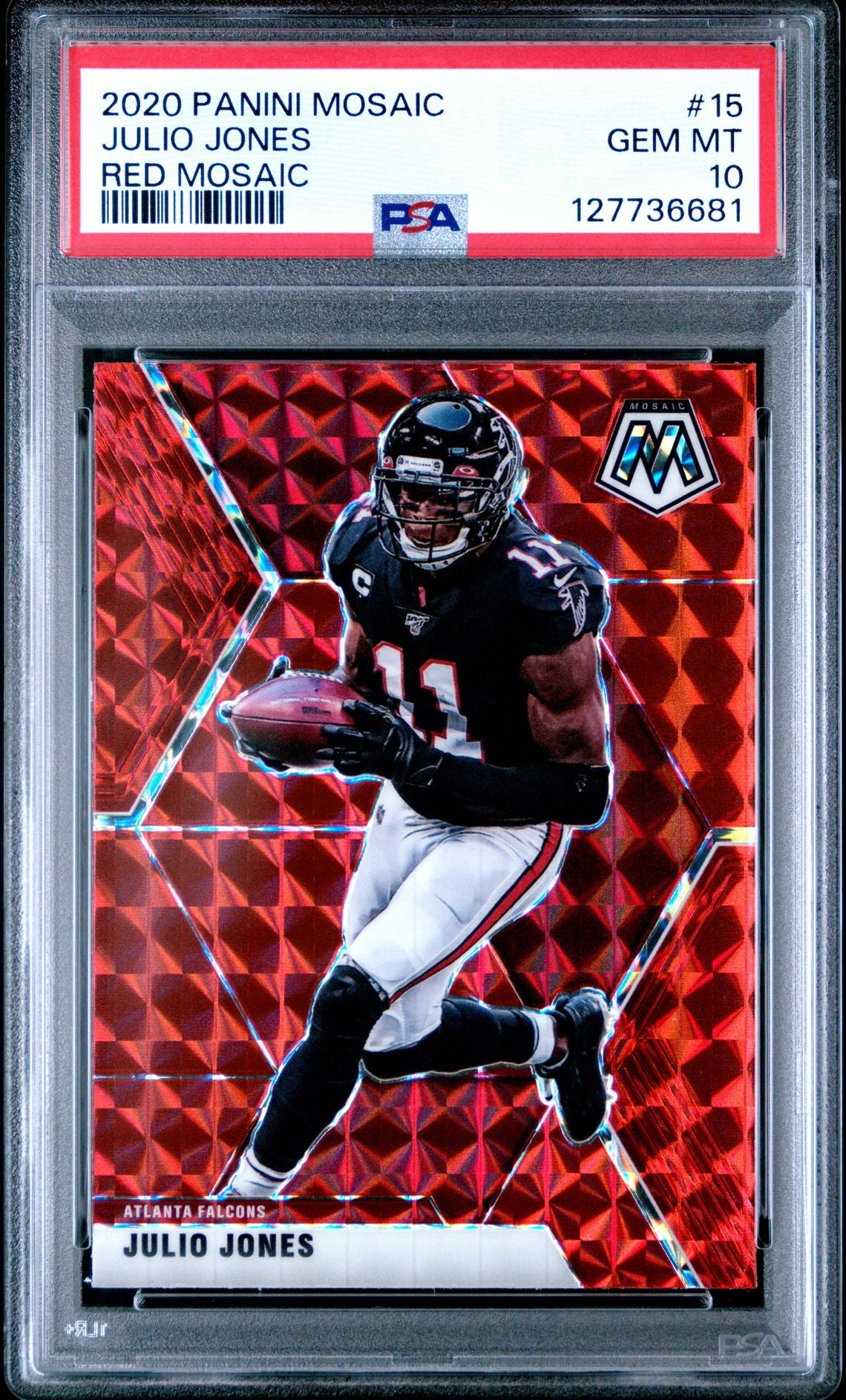 Julio Jones 2020 Panini Mosaic Red Football Card #15 Graded PSA 10 Cert # 127736681-Powers Sports Memorabilia
