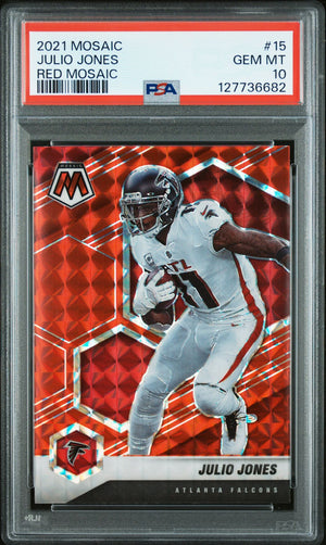 Julio Jones 2021 Panini Mosaic Red Football Card #15 Graded PSA 10 Cert # 127736682-Powers Sports Memorabilia