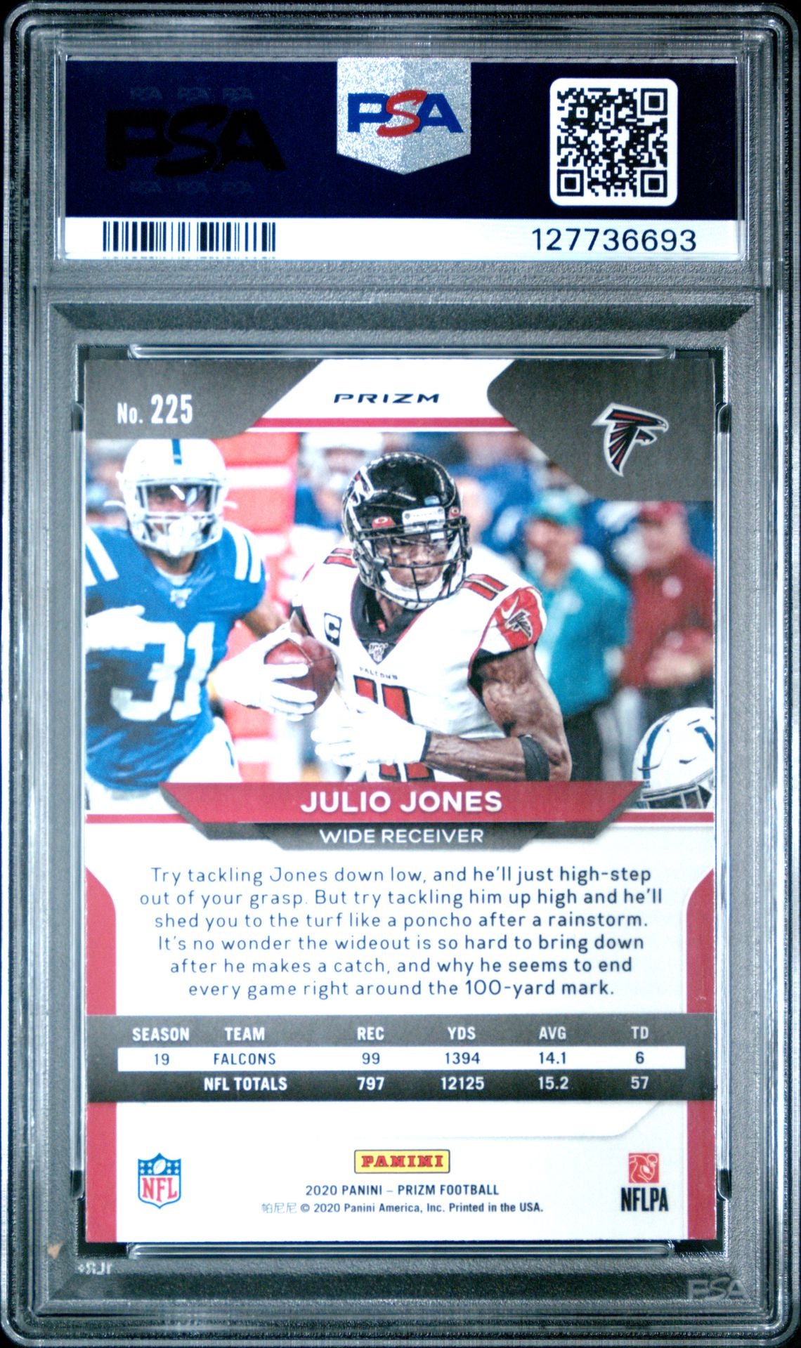 Julio Jones 2020 Panini Prizm Red Ice Football Card #225 Graded PSA 9 Cert # 127736693-Powers Sports Memorabilia