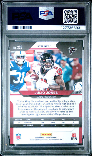 Julio Jones 2020 Panini Prizm Red Ice Football Card #225 Graded PSA 9 Cert # 127736693-Powers Sports Memorabilia