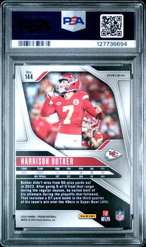 Harrison Butker 2024 Prizm Red Football Card #144 Graded PSA 10 Cert #1277736694-Powers Sports Memorabilia