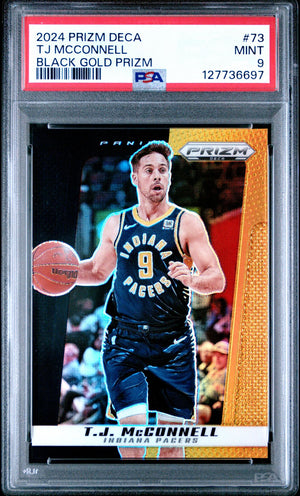 T.J. McConnell 2024 Prizm Deca Black Gold Basketball Card #73 Graded PSA 9 3/5 Cert # 127736697-Powers Sports Memorabilia