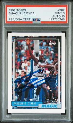 Shaquille O'Neal 1992 Topps Signed Basketball Rookie Card #362 Graded PSA 9 Auto 10 Cert #127736749-Powers Sports Memorabilia