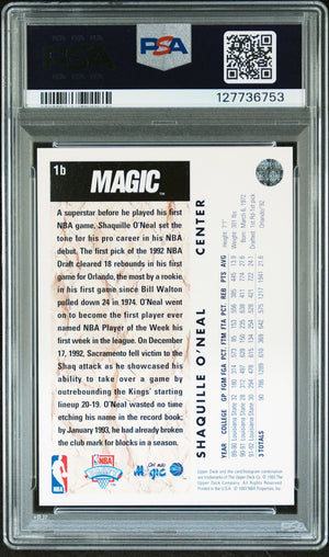 Shaquille O'Neal 1992 Upper Deck Trade Card Signed Basketball Rookie Card #1b Graded PSA 6 Auto 10 Cert #127736753-Powers Sports Memorabilia