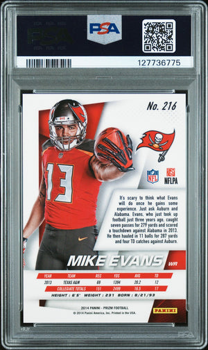 Mike Evans 2014 Panini Prizm Variation 2 Signed Football Rookie Card #216 Graded PSA 9 Auto 10 Cert #127736775-Powers Sports Memorabilia