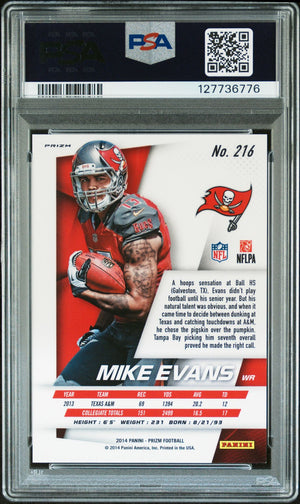 Mike Evans 2014 Panini Prizm Panini Logo Prizm Signed Football Rookie Card #216 Graded PSA 9 Auto 9 Cert #127736776-Powers Sports Memorabilia