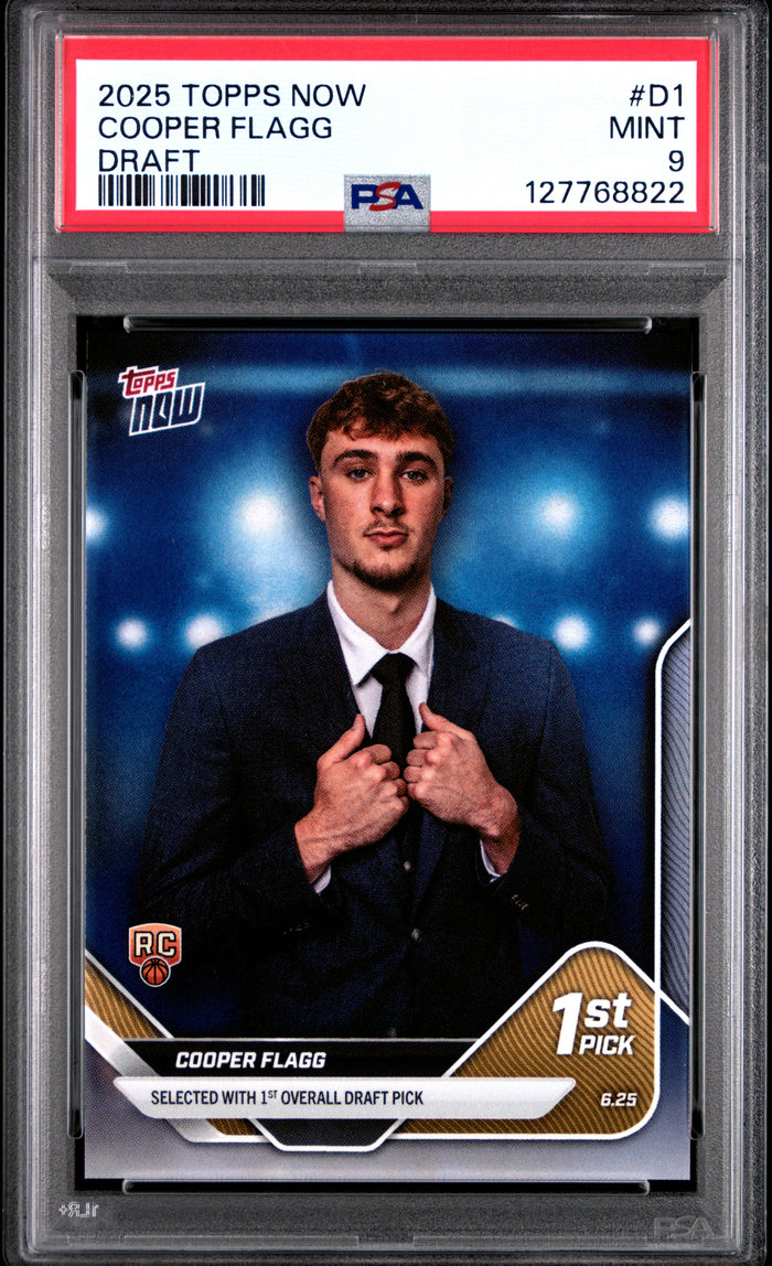 Cooper Flagg 2025 Topps Now Dallas Mavericks Basketball Rookie Card #D1 Graded PSA 9 Cert #127768822-Powers Sports Memorabilia