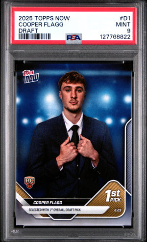 Cooper Flagg 2025 Topps Now Dallas Mavericks Basketball Rookie Card #D1 Graded PSA 9 Cert #127768822-Powers Sports Memorabilia