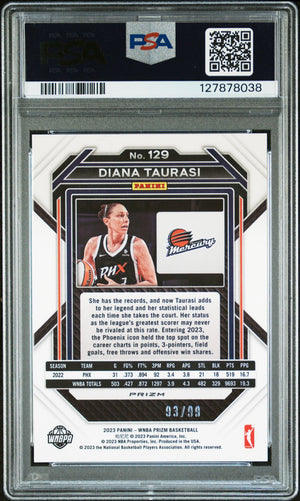 Diana Taurasi 2023 Panini Prizm WNBA Orange Signed Basketball Card #129 Graded PSA 9 Auto 10 93/99 Cert #127878038-Powers Sports Memorabilia