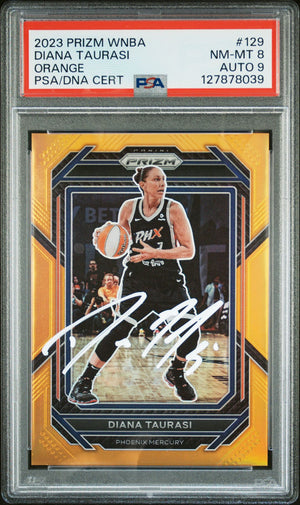 Diana Taurasi 2023 Panini Prizm WNBA Orange Signed Basketball Card #129 Graded PSA 8 Auto 9 47/99 Cert #127878039-Powers Sports Memorabilia