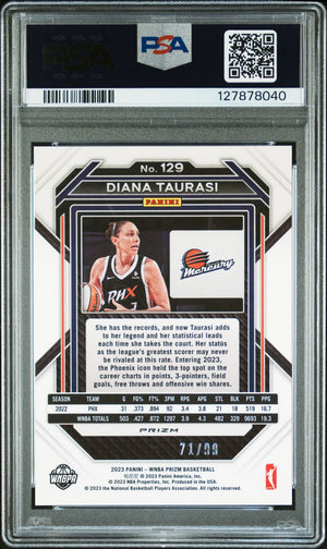 Diana Taurasi 2023 Panini Prizm WNBA Orange Signed Basketball Card #129 Graded PSA 8 Auto 9 71/99 Cert #127878040-Powers Sports Memorabilia