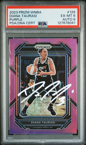 Diana Taurasi 2023 Panini Prizm WNBA Purple Signed Basketball Card #129 Graded PSA 6 Auto 9 75/149 Cert #127878041-Powers Sports Memorabilia