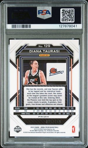 Diana Taurasi 2023 Panini Prizm WNBA Purple Signed Basketball Card #129 Graded PSA 6 Auto 9 75/149 Cert #127878041-Powers Sports Memorabilia