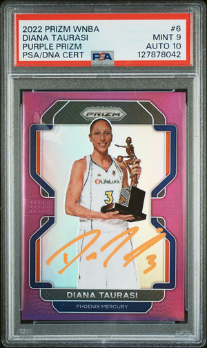 Diana Taurasi 2022 Panini Prizm WNBA Purple Prizm Signed Basketball Card #6 Graded PSA 9 Auto 10 87/99 Cert #127878042-Powers Sports Memorabilia