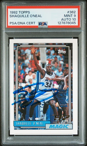 Shaquille O'Neal 1992 Topps Signed Basketball Rookie Card #362 Graded PSA 9 Auto 10 Cert #127878045-Powers Sports Memorabilia