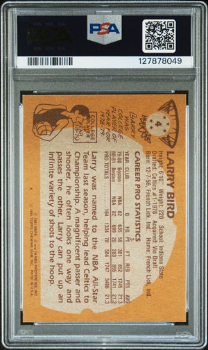 Larry Bird 1981 Topps Signed Basketball Card #4 Graded PSA 6 Auto 10 Cert #127878049-Powers Sports Memorabilia