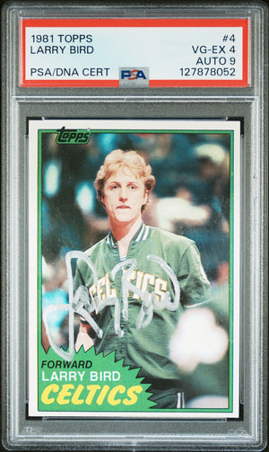 Larry Bird 1981 Topps Signed Basketball Card #4 Graded PSA 4 Auto 9 Cert #127878052-Powers Sports Memorabilia