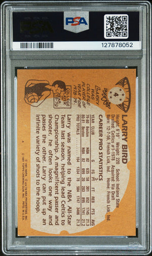 Larry Bird 1981 Topps Signed Basketball Card #4 Graded PSA 4 Auto 9 Cert #127878052-Powers Sports Memorabilia