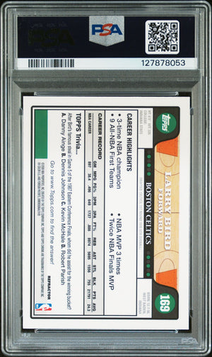 Larry Bird 2008 Topps Chrome Refractor Signed Basketball Card #169 Graded PSA 8 Auto 10 Cert #127878053-Powers Sports Memorabilia