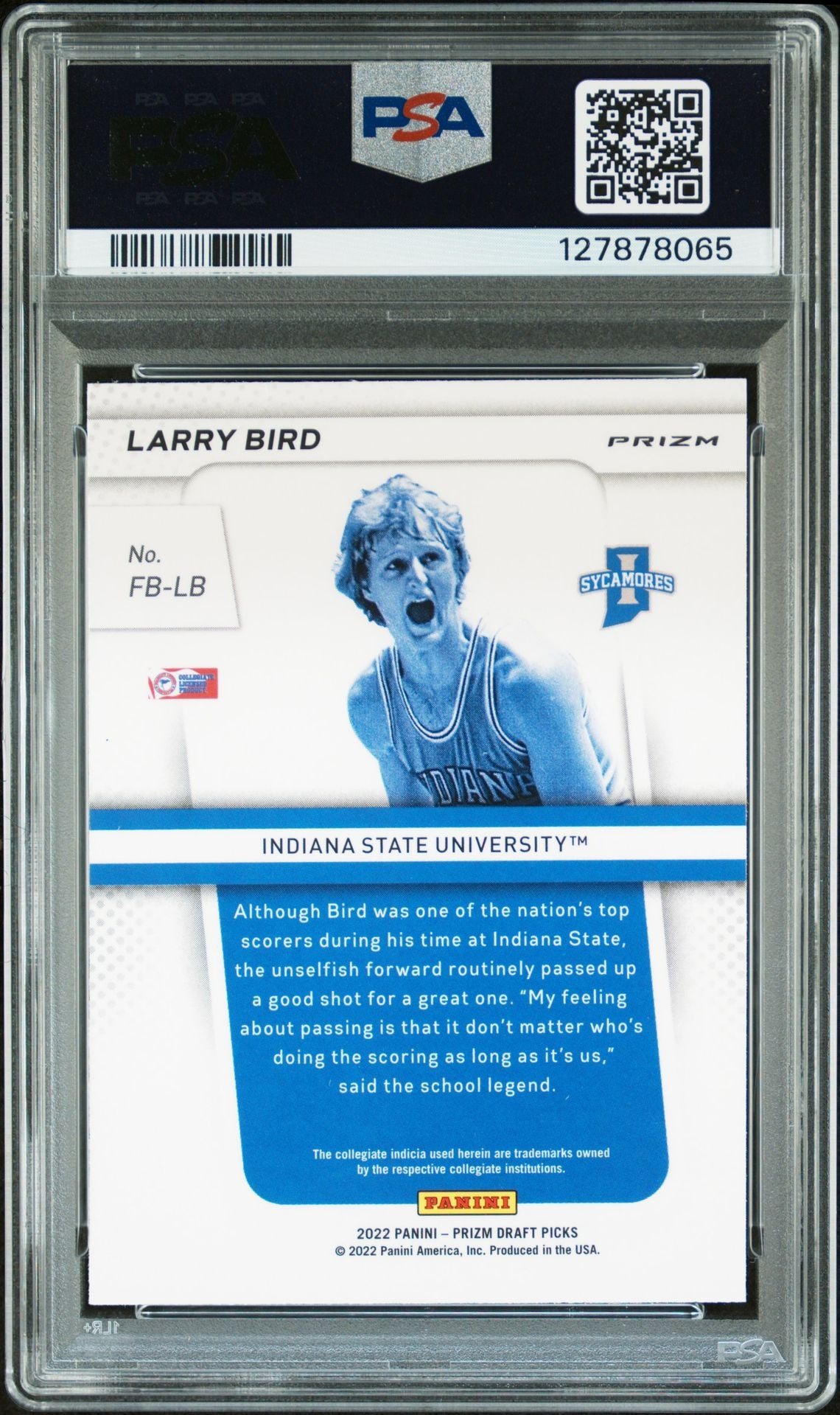 Larry Bird 2022 Prizm Draft Picks Flashback Silver Prizm Signed Basketball Card #FBLB Graded PSA 6 Auto 10 Cert #127878065-Powers Sports Memorabilia