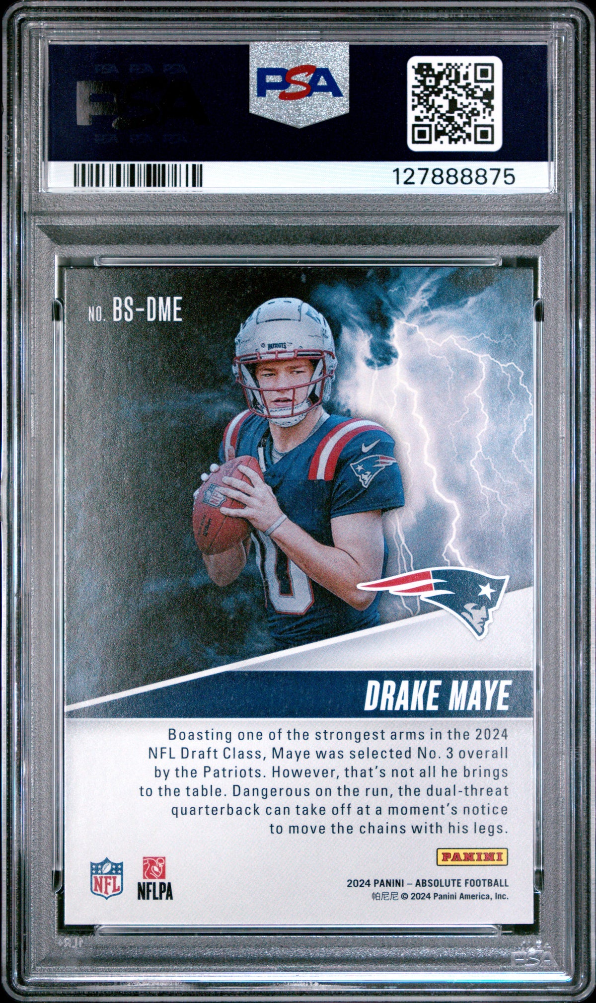 Drake Maye 2024 Absolute By Storm Football Rookie Card #BSDME Graded PSA 8 Cert #127888875-Powers Sports Memorabilia