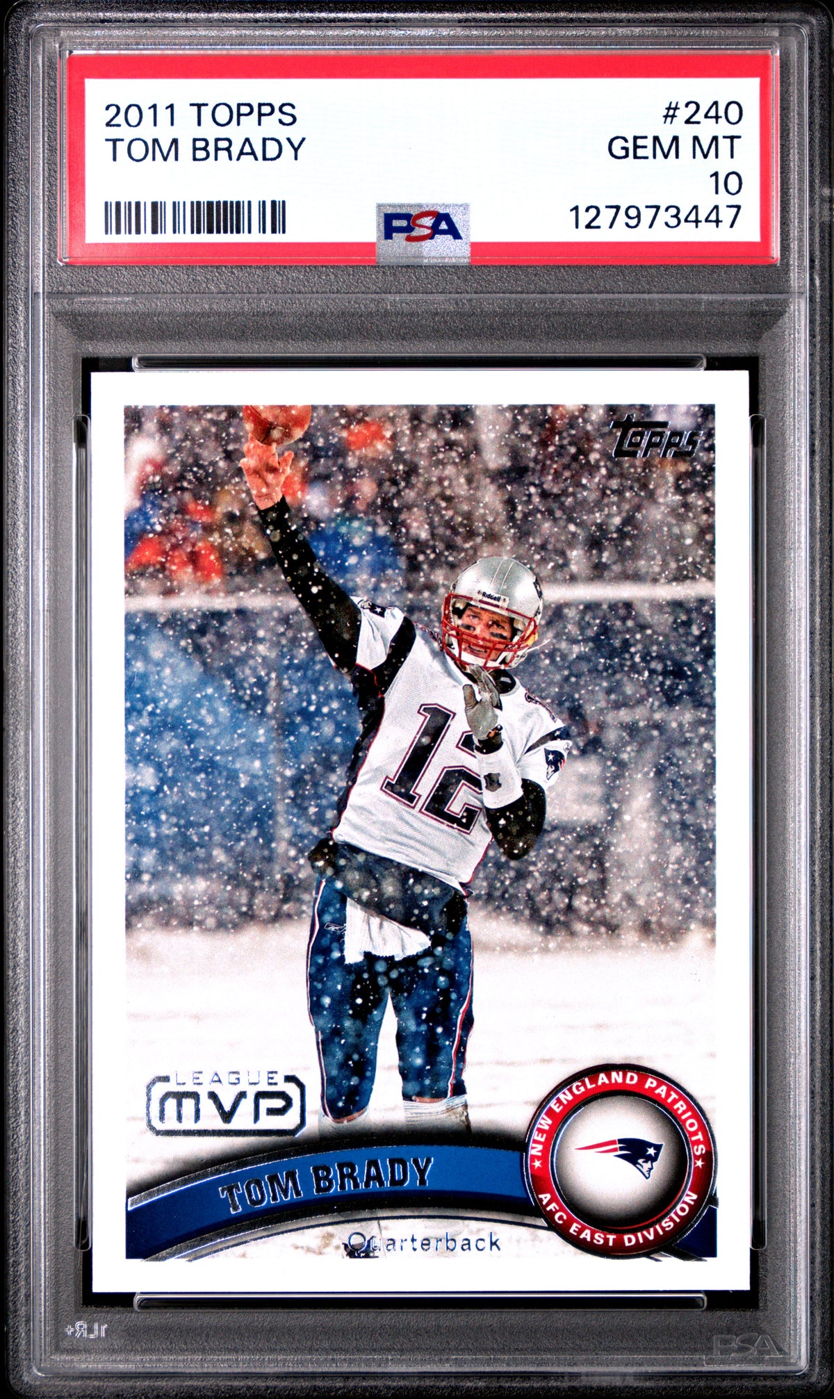 Tom Brady 2011 Topps Football Card #240 Graded PSA 10 Cert #127973447-Powers Sports Memorabilia