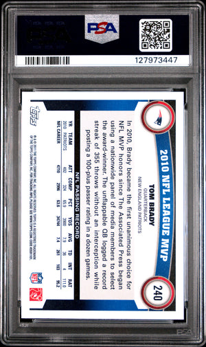 Tom Brady 2011 Topps Football Card #240 Graded PSA 10 Cert #127973447-Powers Sports Memorabilia